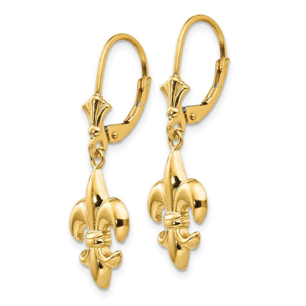 14K Gelbgold Fleur-de-Lis-Ohrringe mit Leverback-Verschluss