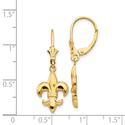 14K Gelbgold Fleur-de-Lis-Ohrringe mit Leverback-Verschluss