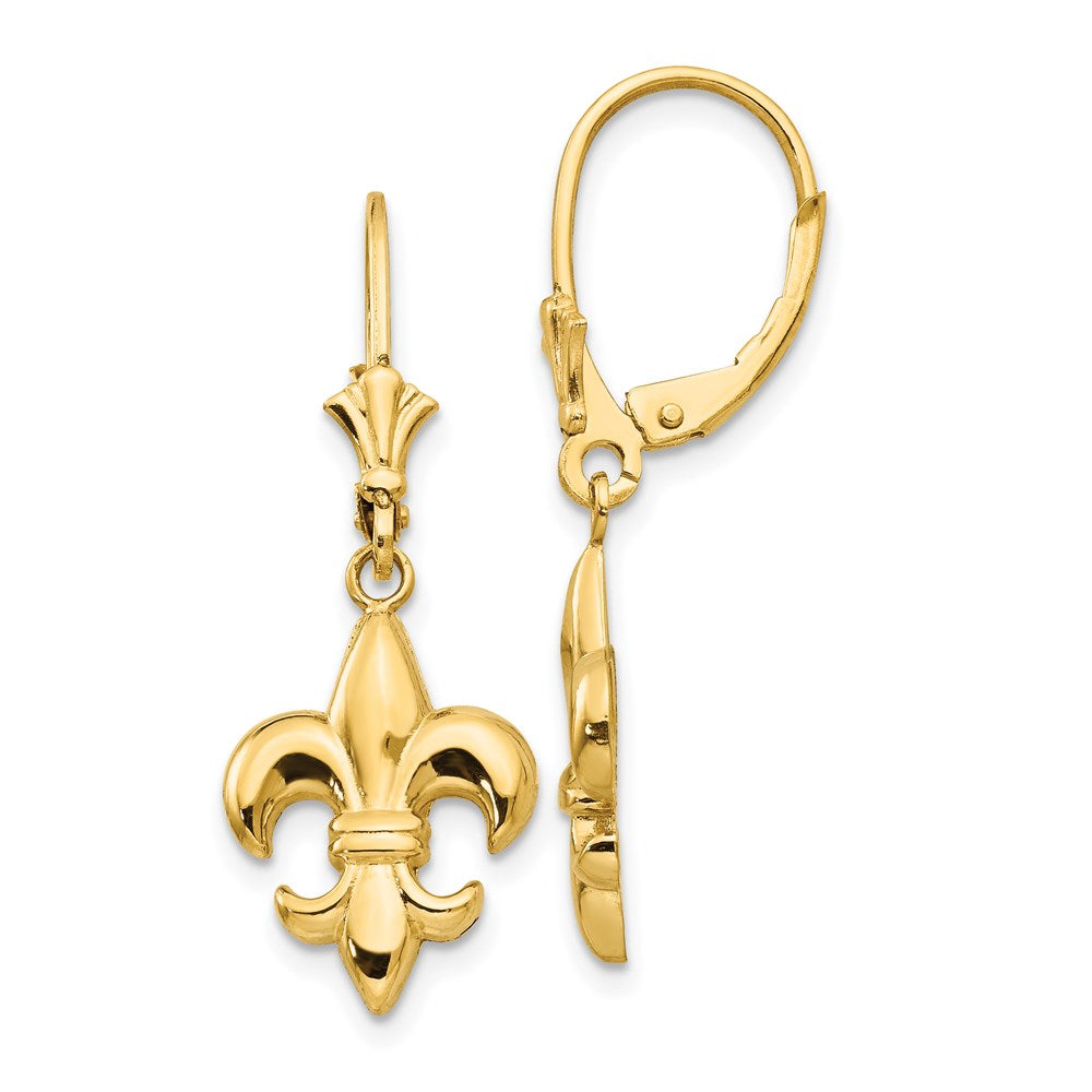 14K Gelbgold Fleur-de-Lis-Ohrringe mit Leverback-Verschluss