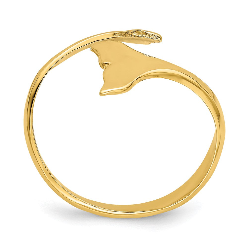 14K Gelbgold Ring mit doppelter Walflosse