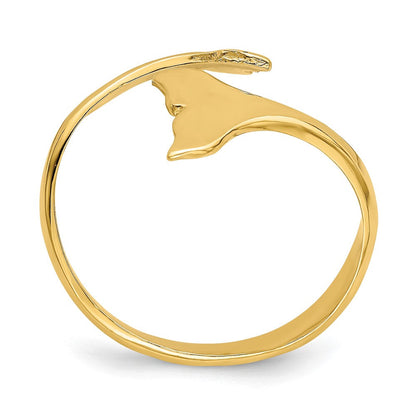 14K Gelbgold Ring mit doppelter Walflosse