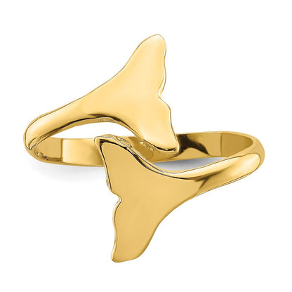 14K Gelbgold Ring mit doppelter Walflosse