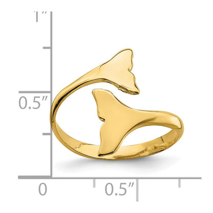14K Gelbgold Ring mit doppelter Walflosse