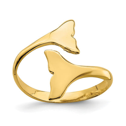 14K Gelbgold Ring mit doppelter Walflosse
