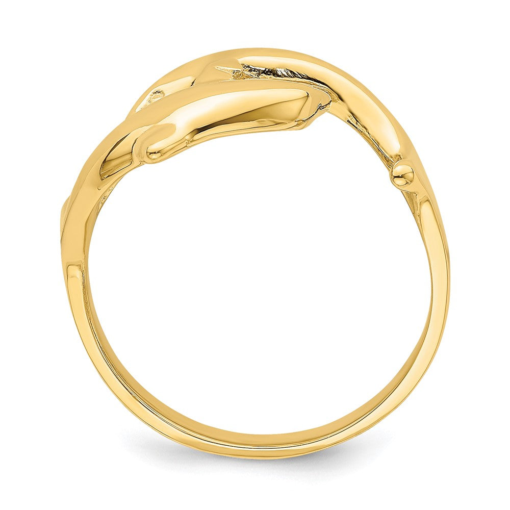 14K Gelbgold Ring mit doppeltem Delfin-Motiv
