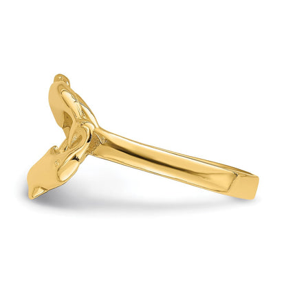 14K Gelbgold Ring mit doppeltem Delfin-Kreis