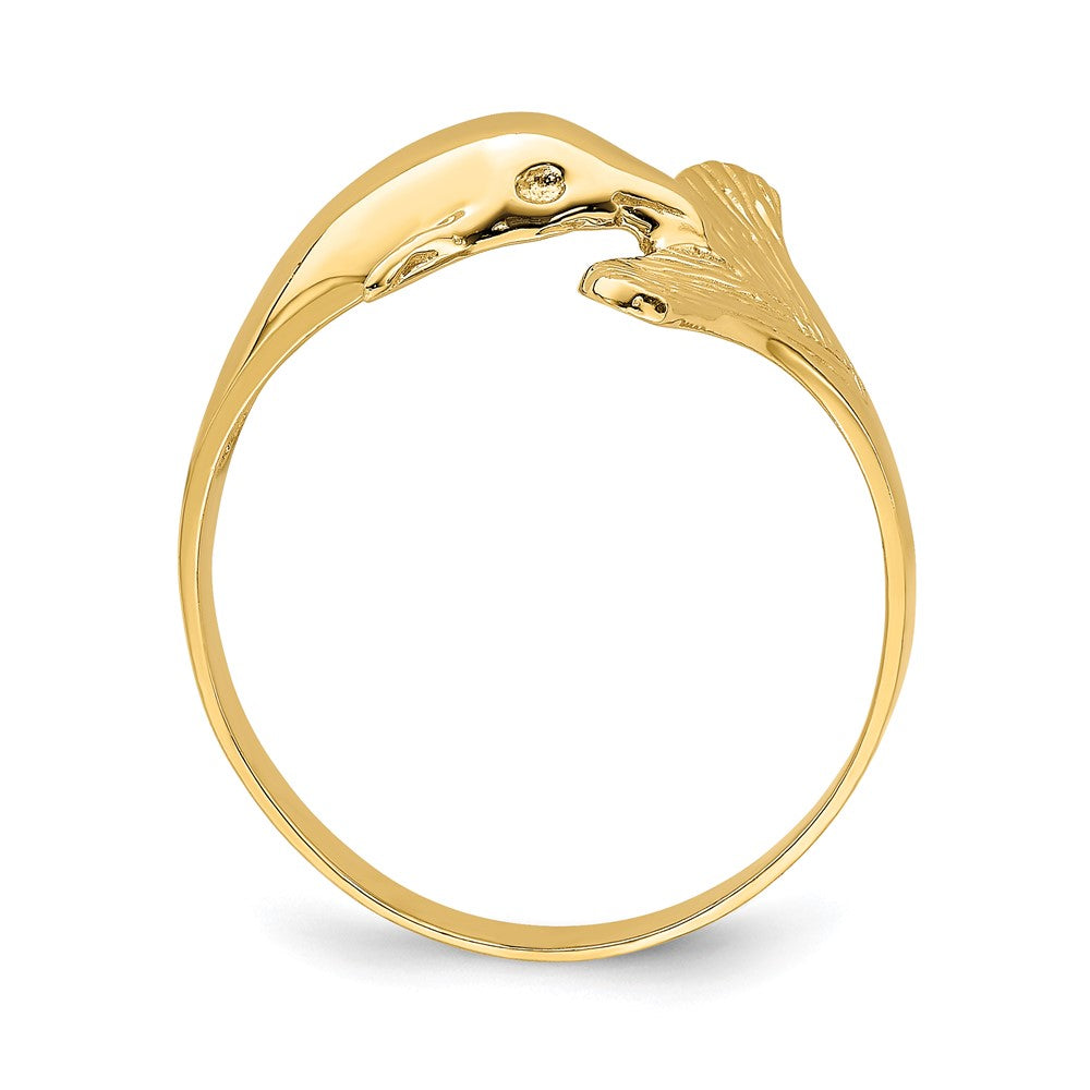 14K Gelbgold Ring mit Delfin und Fächerschwanz