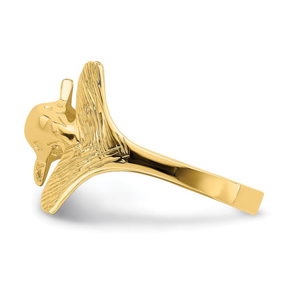 14K Gelbgold Ring mit Delfin und Fächerschwanz