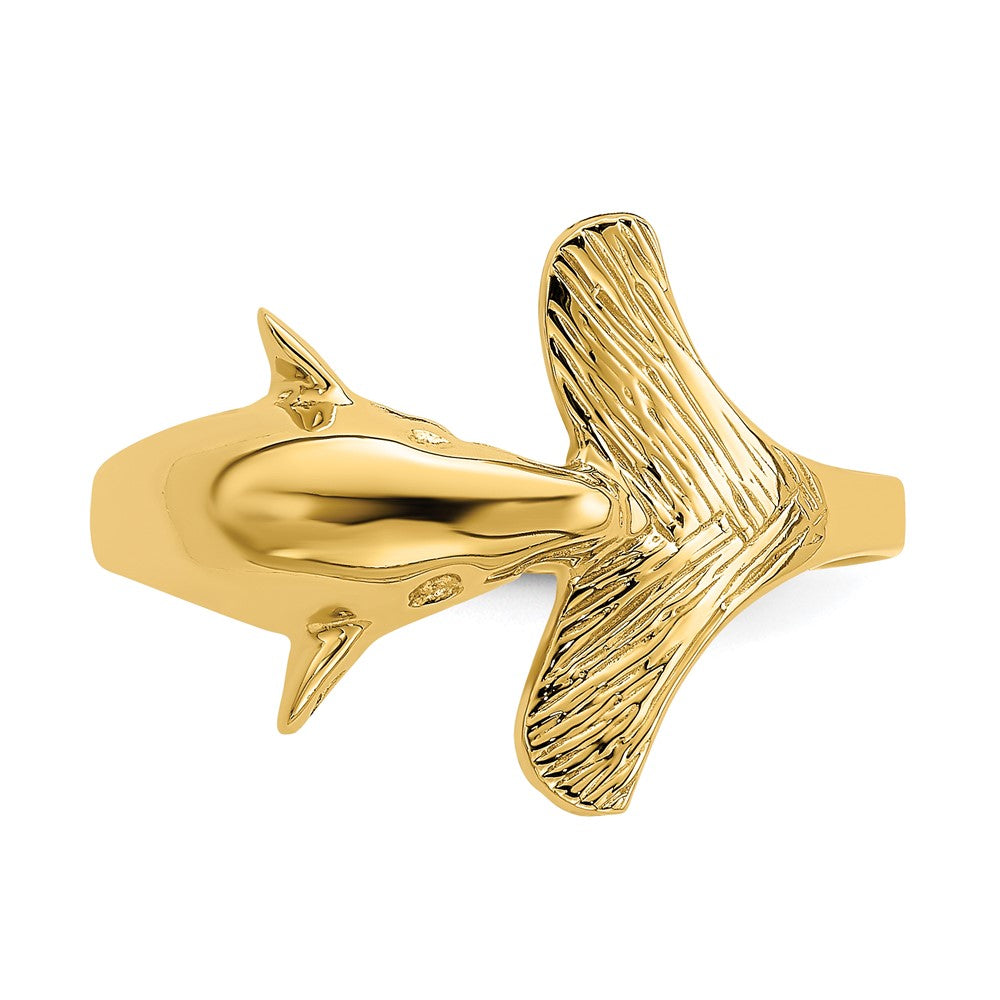 14K Gelbgold Ring mit Delfin und Fächerschwanz