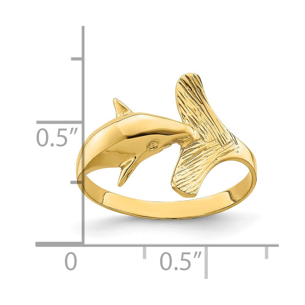 14K Gelbgold Ring mit Delfin und Fächerschwanz