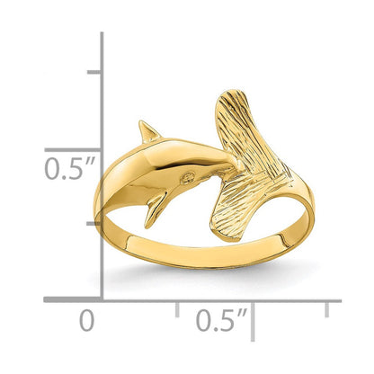 14K Gelbgold Ring mit Delfin und Fächerschwanz