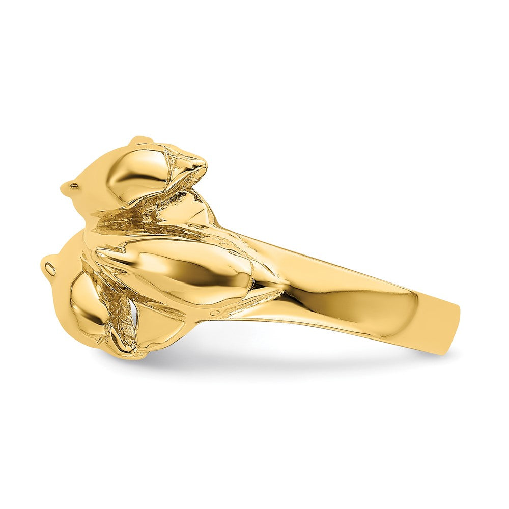 14K Gelbgold Ring mit dreifachem Delfin-Motiv