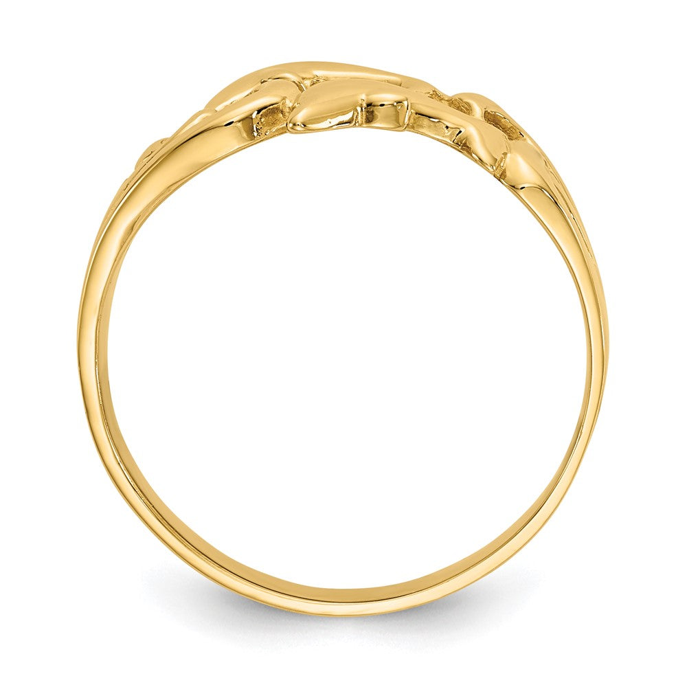 14K Gelbgold Ring mit doppelten Delfinen und Wellen