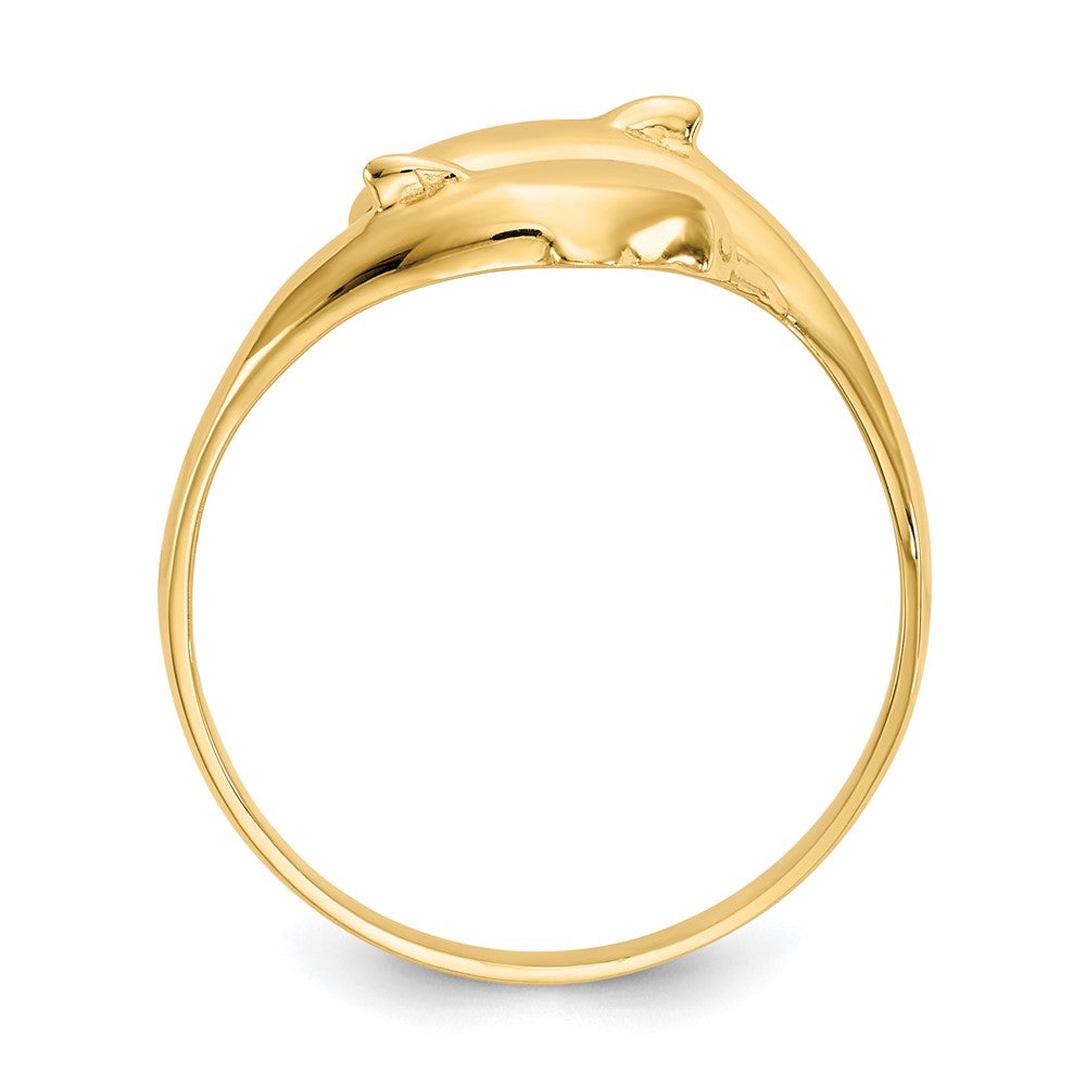 14K Gelbgold Ring mit doppeltem Delfinmotiv