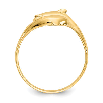 14K Gelbgold Ring mit doppeltem Delfinmotiv