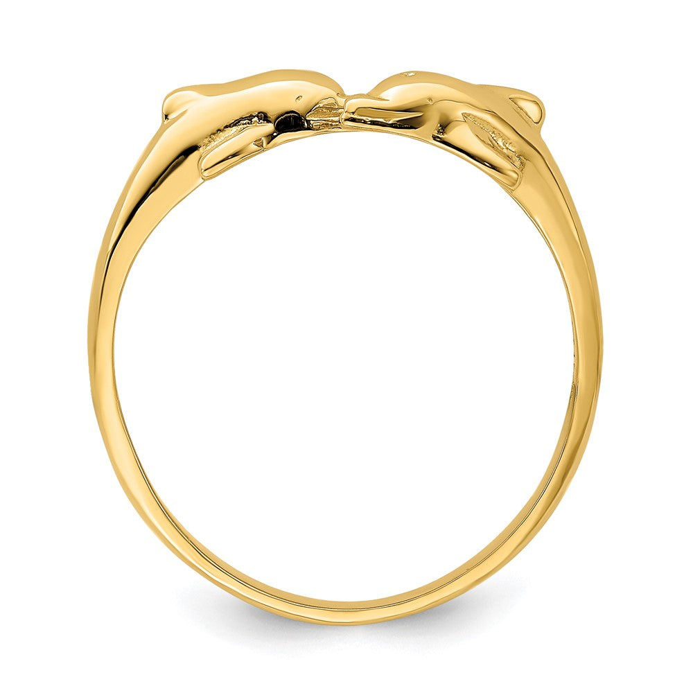 14K Gelbgold Ring „Sich küssende Delfine“