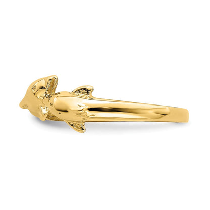 14K Gelbgold Ring „Sich küssende Delfine“