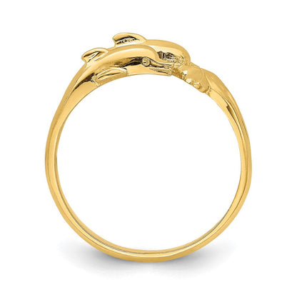 14K Gelbgold Ring mit doppeltem Delfinmotiv