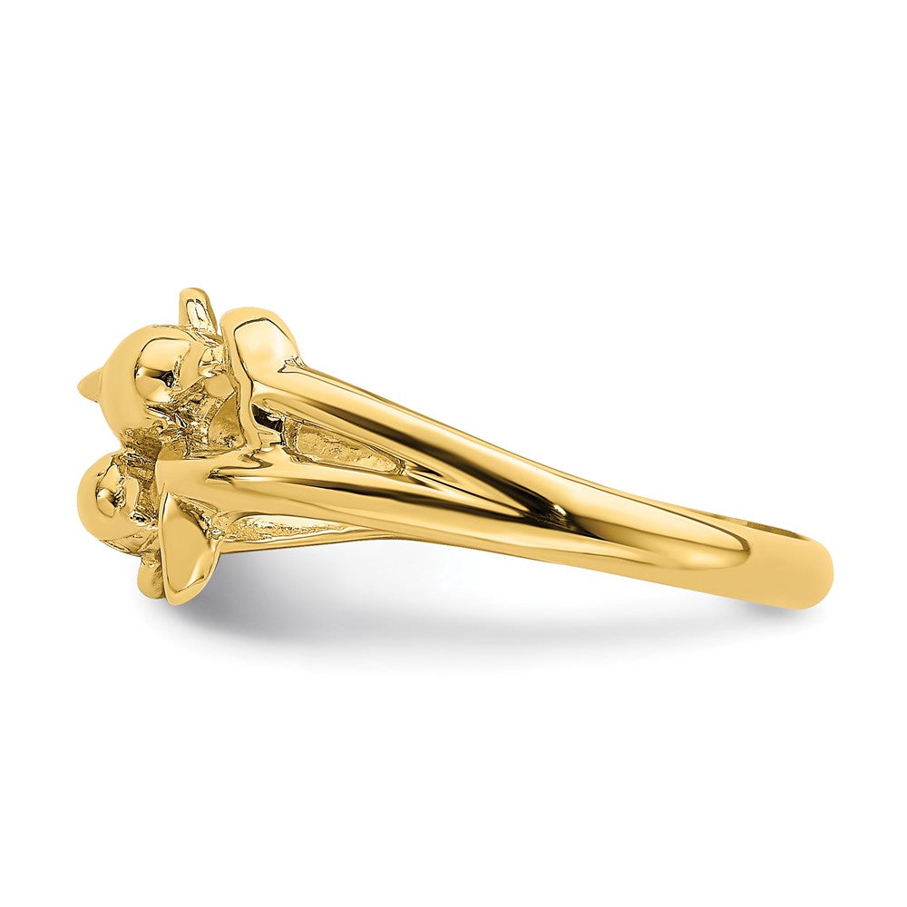14K Gelbgold Ring mit doppeltem Delfinmotiv