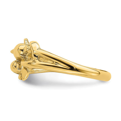 14K Gelbgold Ring mit doppeltem Delfinmotiv