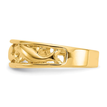 14K Gelbgold Ring mit drei Delfinen
