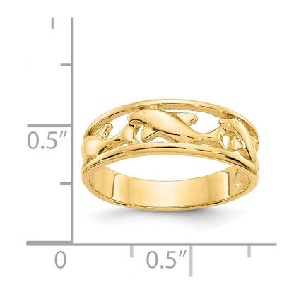 14K Gelbgold Ring mit drei Delfinen