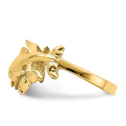 14K Gelbgold Ring mit zwei schwimmenden Delfinen