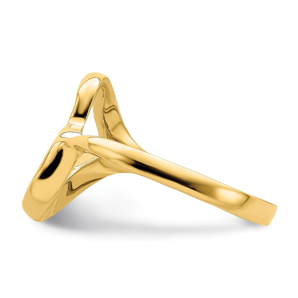 14K Gelbgold Ring mit geneigtem Herz
