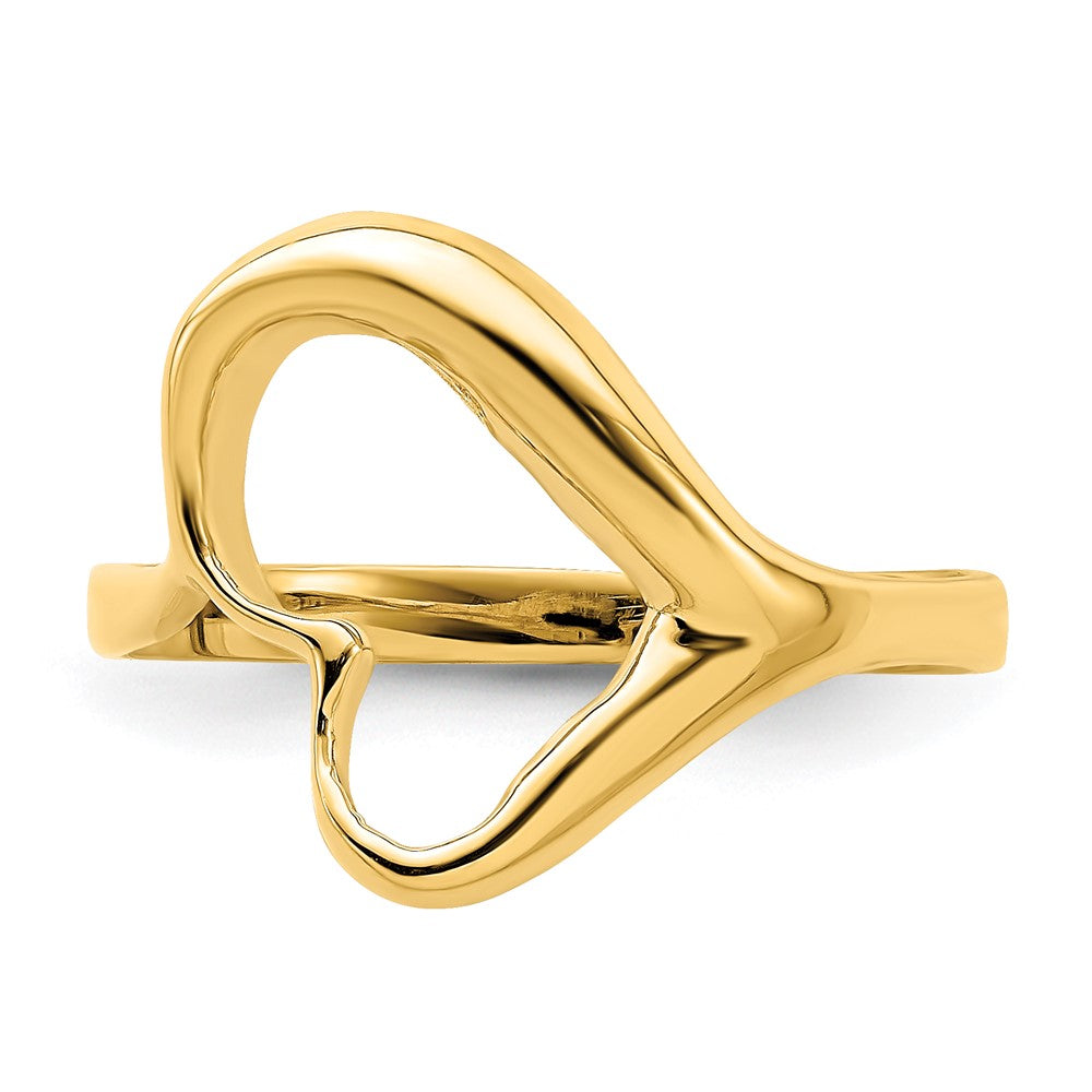14K Gelbgold Ring mit geneigtem Herz