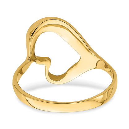 14K Gelbgold Ring mit geneigtem Herz