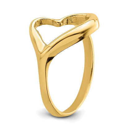 14K Gelbgold Ring mit geneigtem Herz