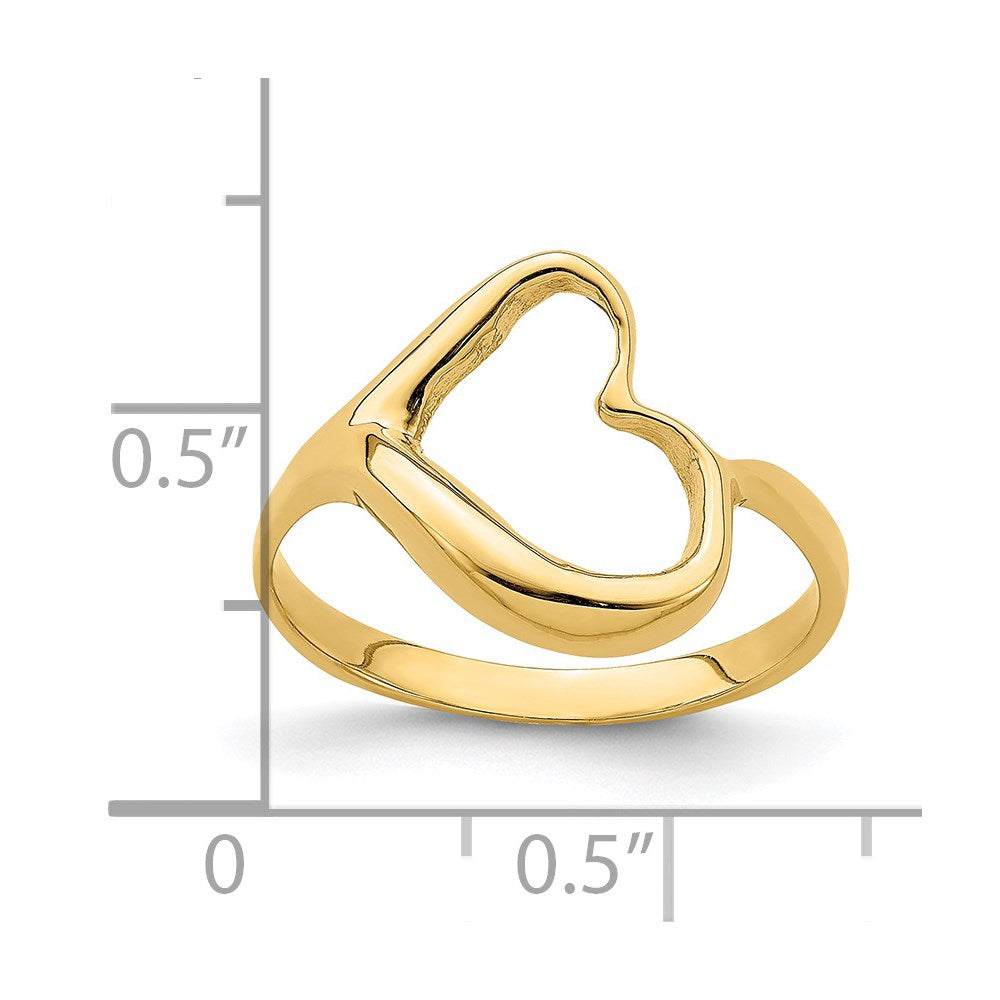 14K Gelbgold Ring mit geneigtem Herz