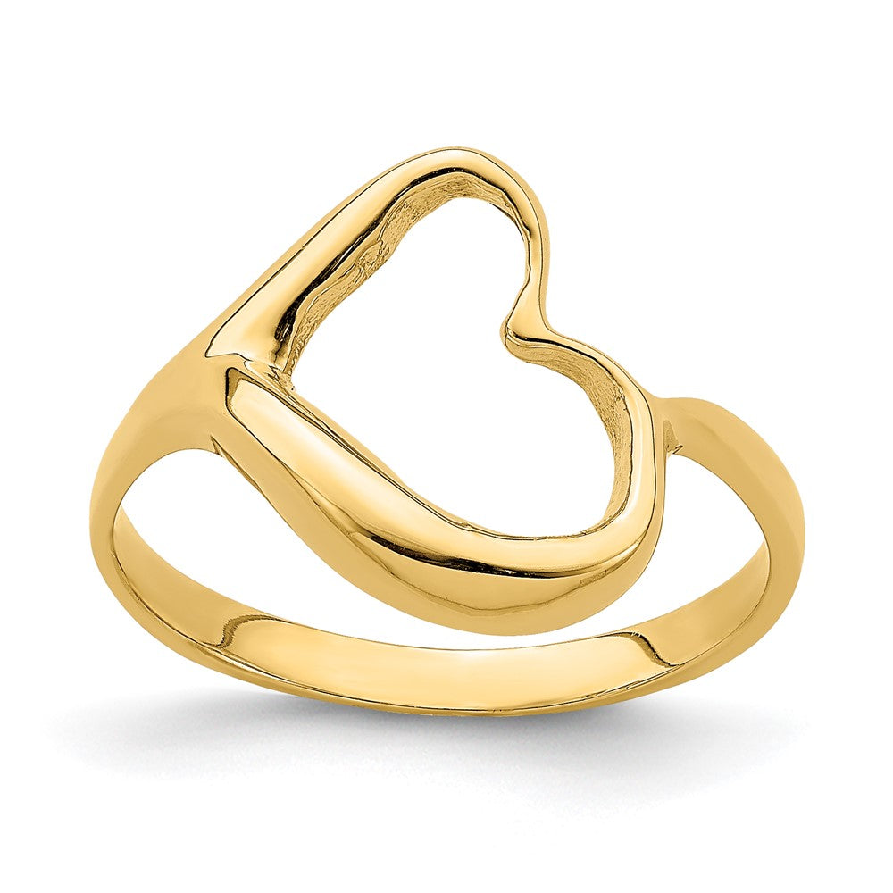 14K Gelbgold Ring mit geneigtem Herz