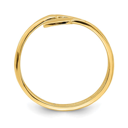 14K Gelbgold Zwei-Herzen-Bypass-Ring