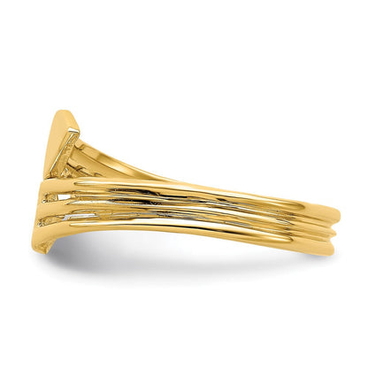 14K Gelbgold Zwei-Herzen-Bypass-Ring