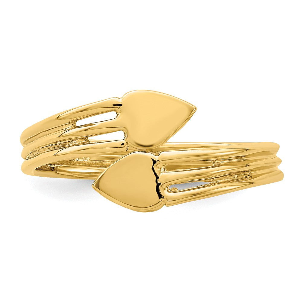 14K Gelbgold Zwei-Herzen-Bypass-Ring