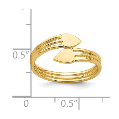 14K Gelbgold Zwei-Herzen-Bypass-Ring