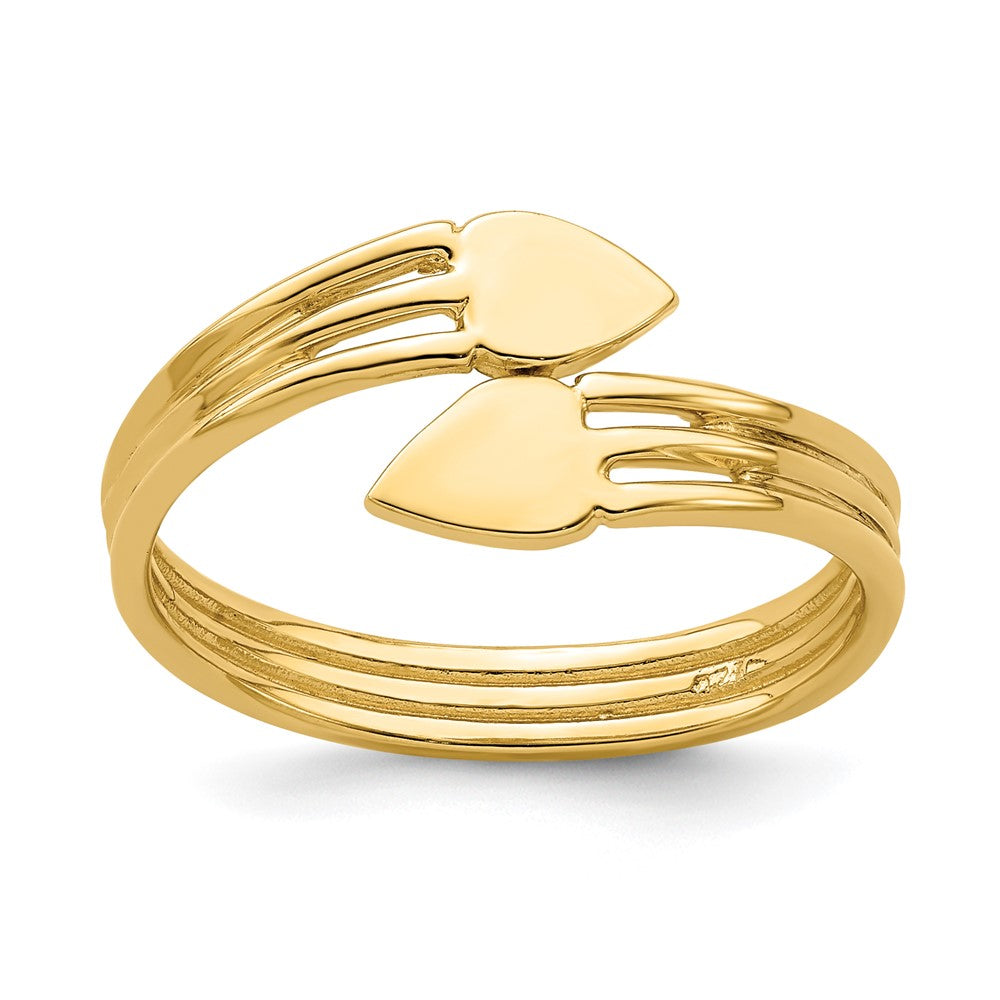 14K Gelbgold Zwei-Herzen-Bypass-Ring