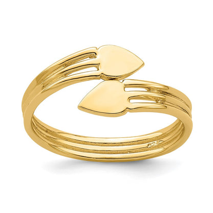 14K Gelbgold Zwei-Herzen-Bypass-Ring