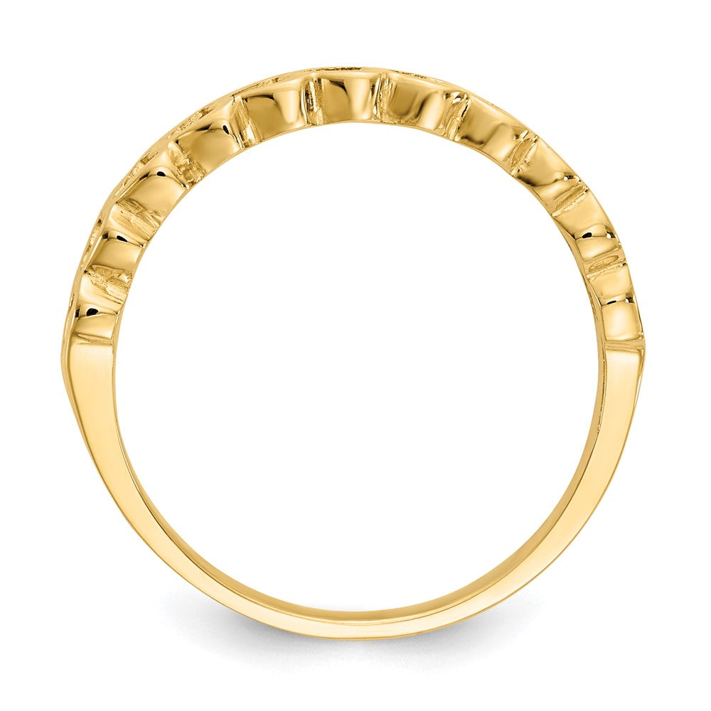 14K Gelbgold Ring mit polierten Herzen