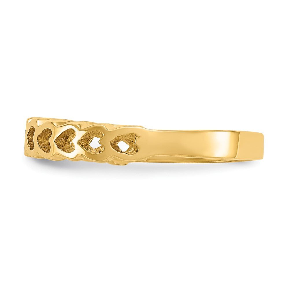 14K Gelbgold Ring mit polierten Herzen