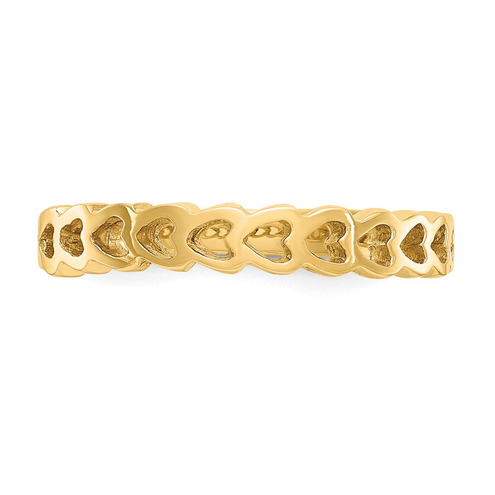 14K Gelbgold Ring mit polierten Herzen