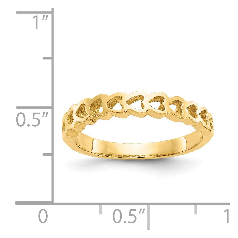 14K Gelbgold Ring mit polierten Herzen