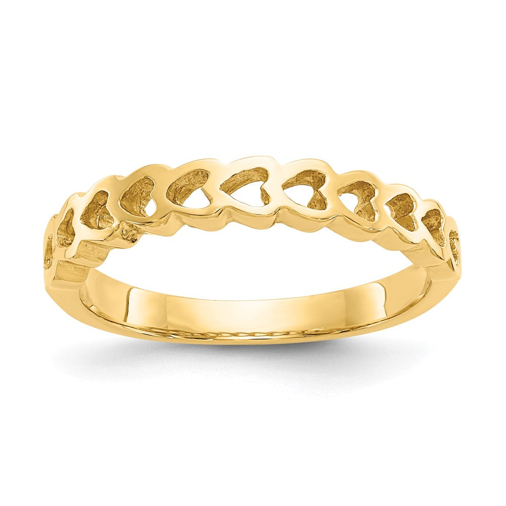 14K Gelbgold Ring mit polierten Herzen
