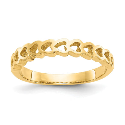 14K Gelbgold Ring mit polierten Herzen