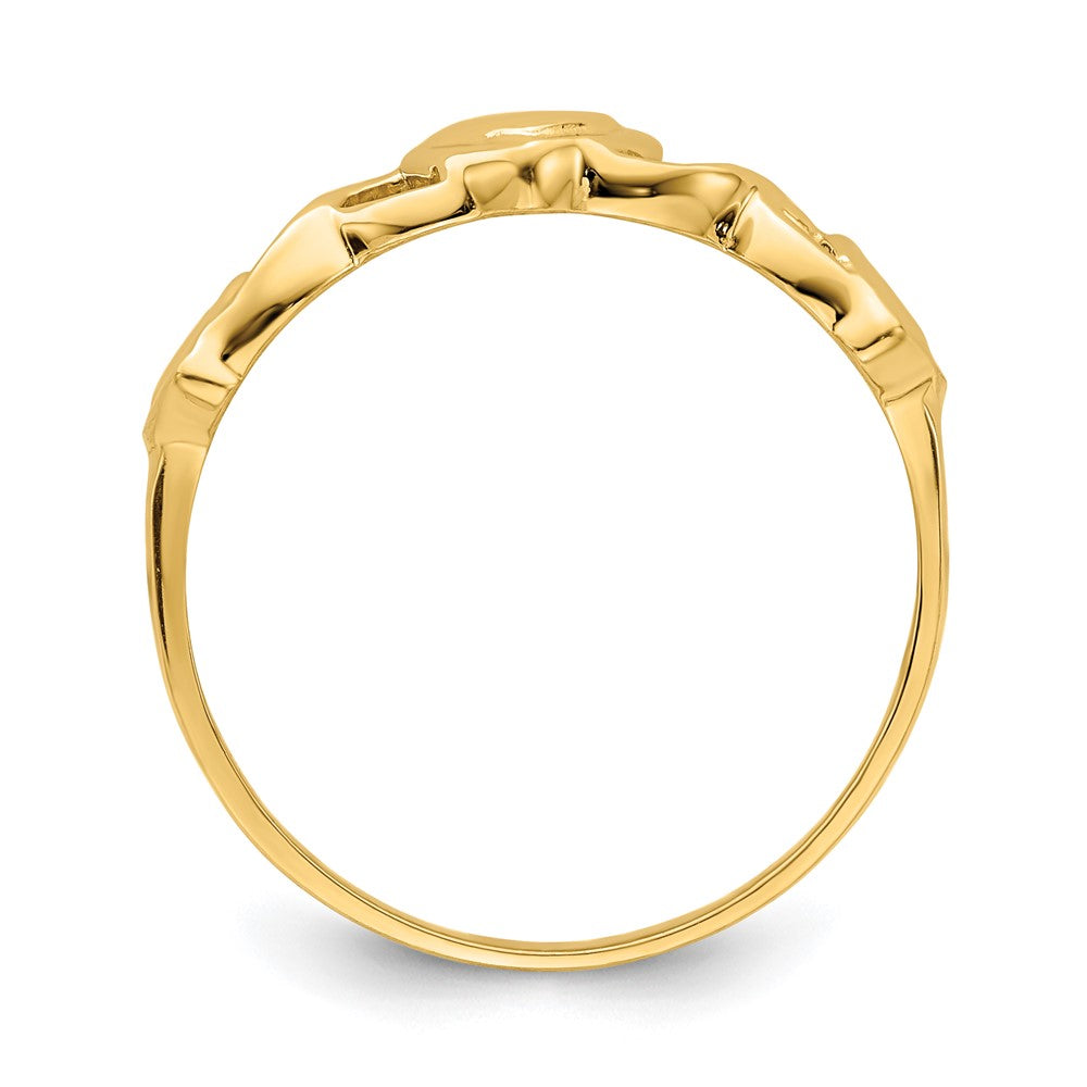 14K Gelbgold Ring mit dreifachem Herzdesign