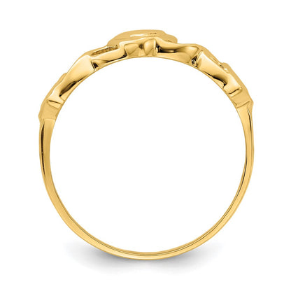 14K Gelbgold Ring mit dreifachem Herzdesign