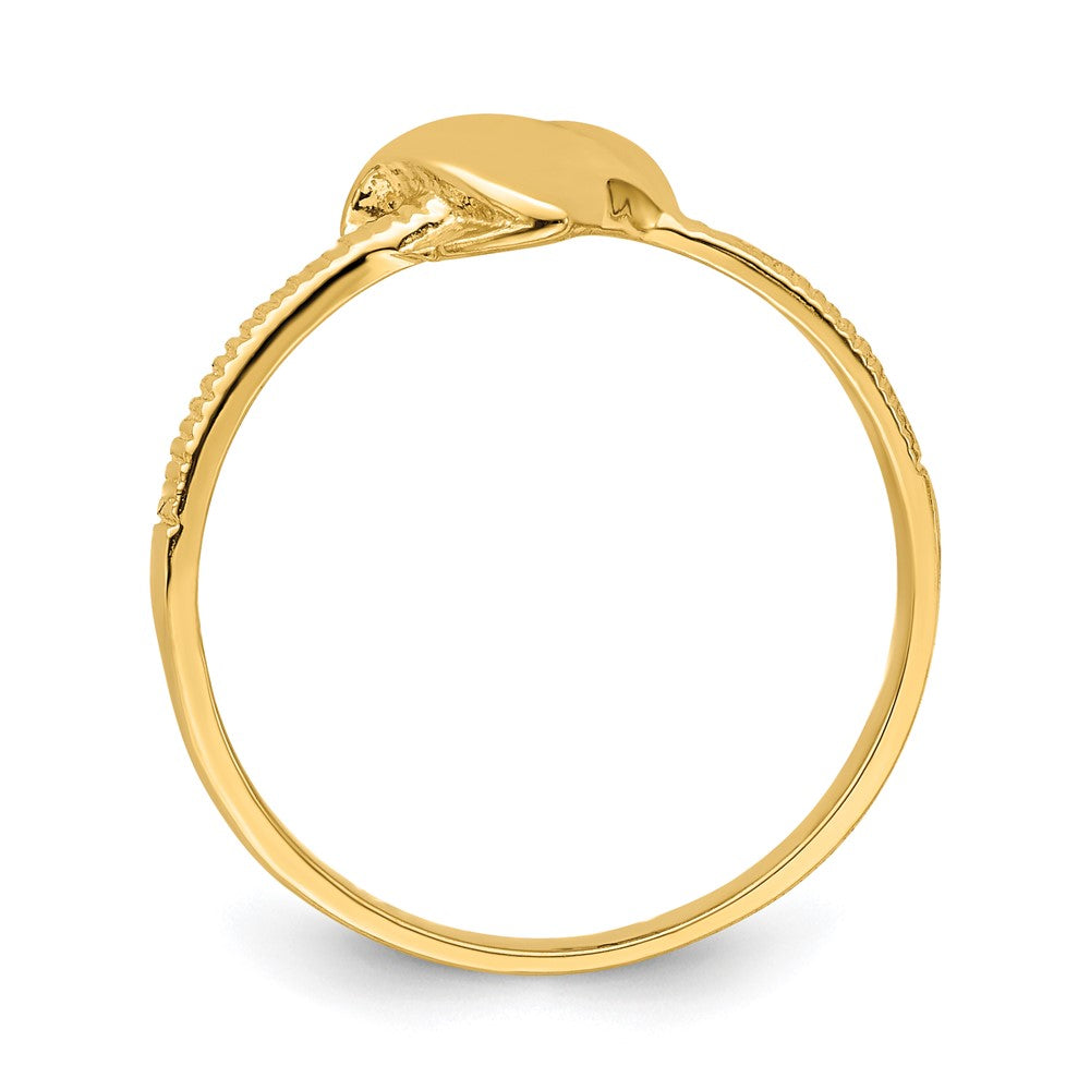 585 Gelbgold Massiver Herz-Ring mit seitlichen Rillen