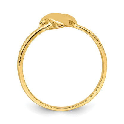 585 Gelbgold Massiver Herz-Ring mit seitlichen Rillen