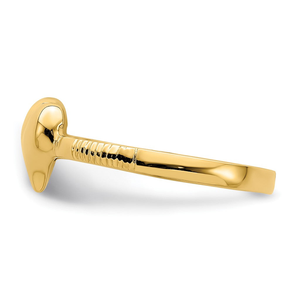585 Gelbgold Massiver Herz-Ring mit seitlichen Rillen